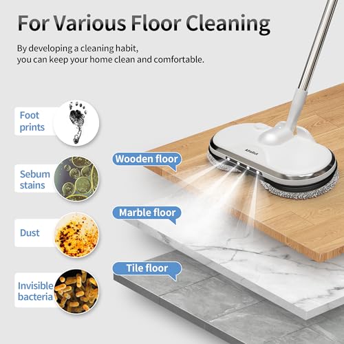 Cordless Electric Spin Mop with Water Sprayer and LED Headlight K54863