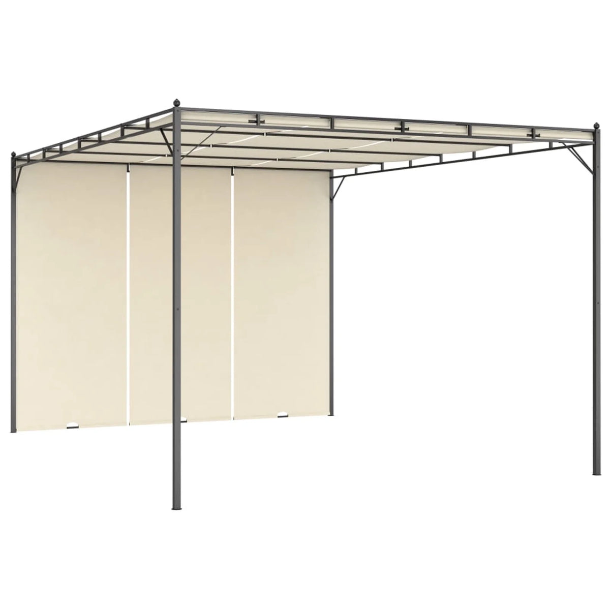 Canopy Cream Party Tent Shelter with Steel Frame and 100% Polyester Side Curtain H41031
