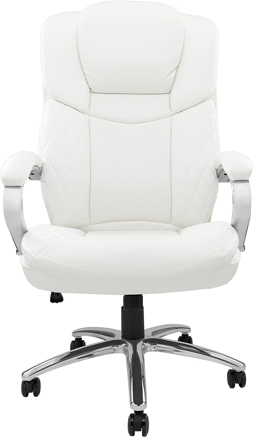 White Leather Executive Office Chair with Wheels G24357