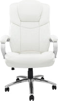 White Leather Executive Office Chair with Wheels G24357