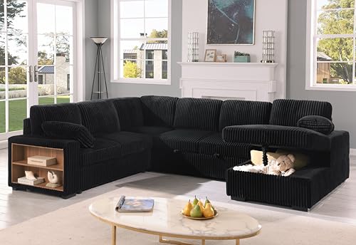 Oversized U Shaped Sleeper Sectional Sofa with Storage Chaise Q318