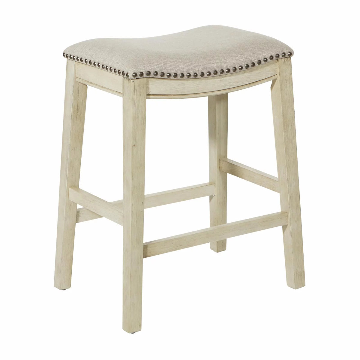 Beige Fabric Saddle Stool 2-Pack N3649