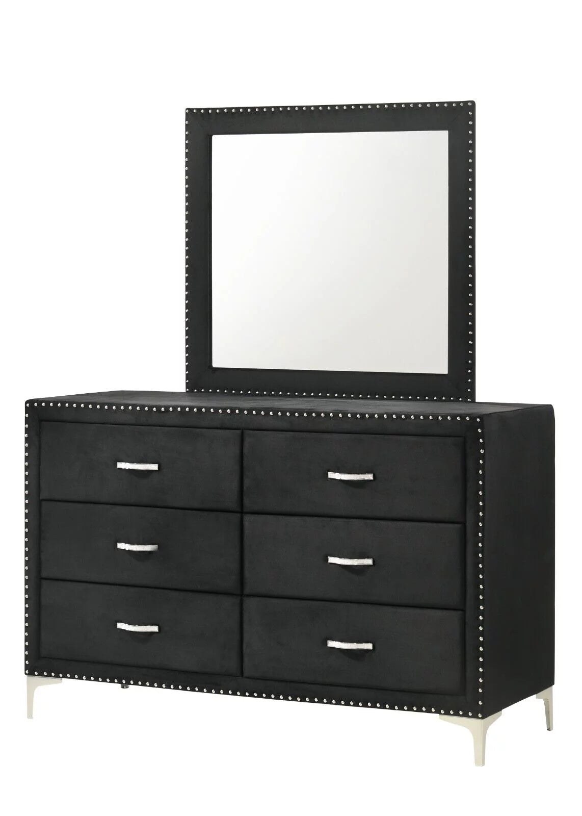 Black Velvet 5pc Queen Size Bedroom Set L93285