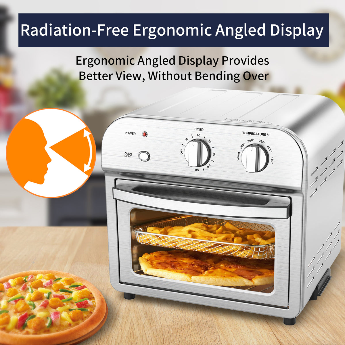 1500W Stainless Steel Air Fryer Toaster Oven A204