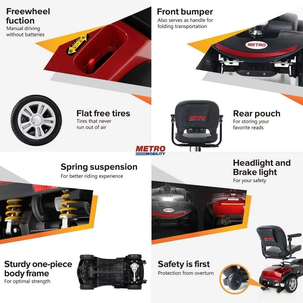 Folding 4 Wheel Scooter Red O445641