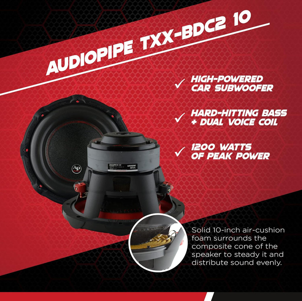 10 Inch 1,200 Watt 4 Ohm DVC Car Audio Subwoofer S217772