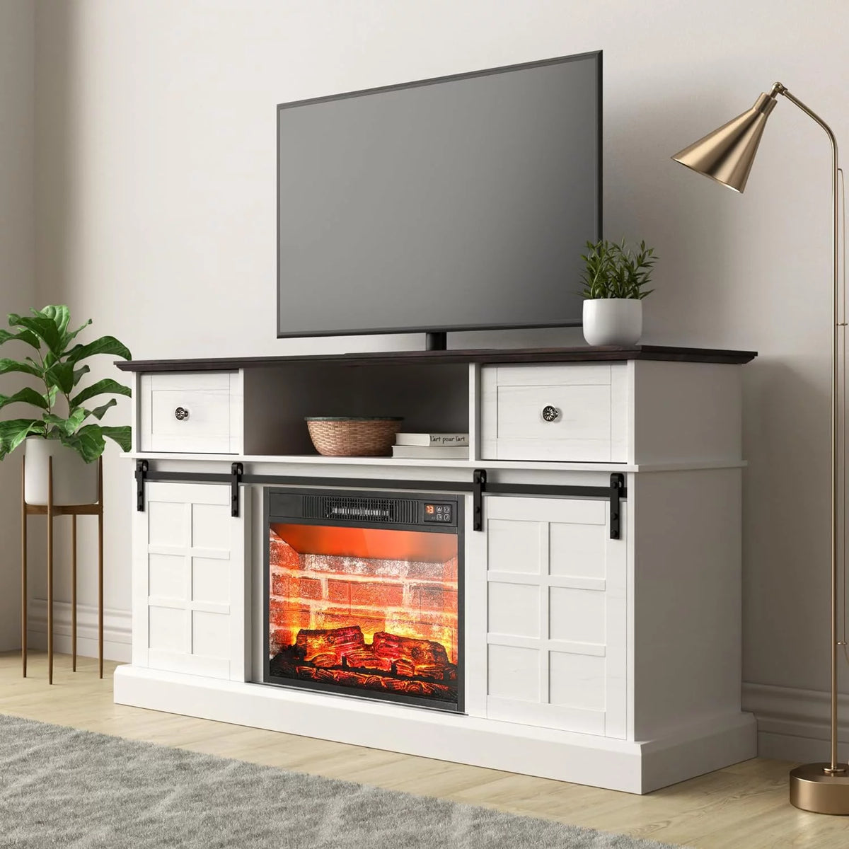 White Fireplace TV Stand C990017