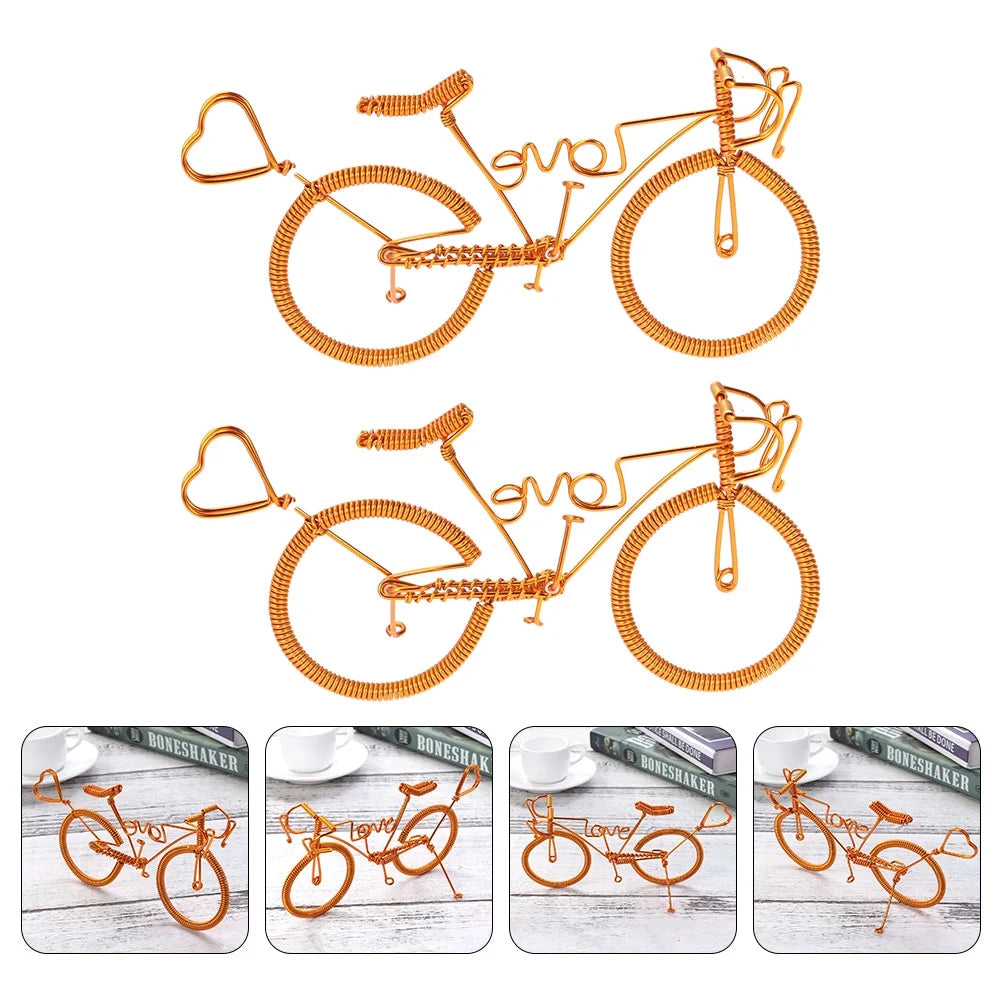 2pcs Metal Bike Figurine Miniatures Home Ornaments E819