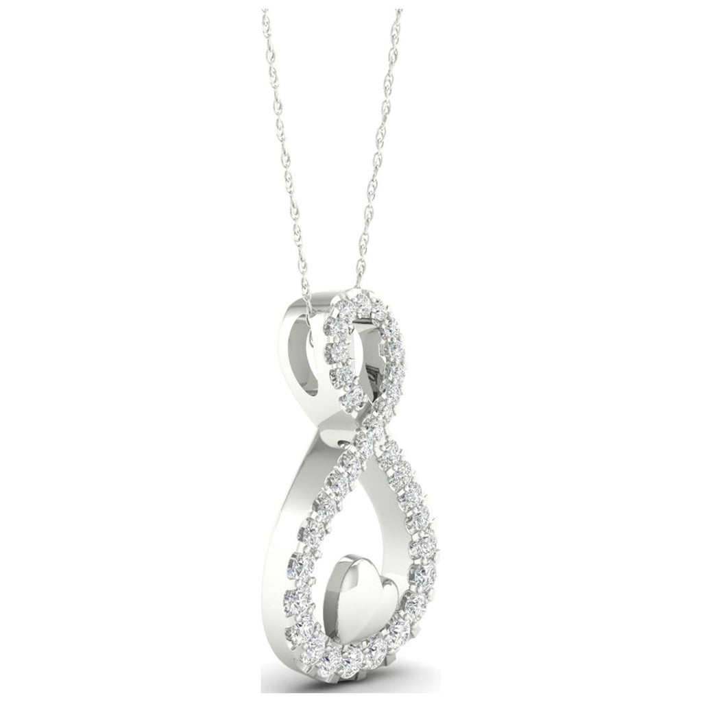 1/6Ct TDW Diamond 10K White Gold Infinity Heart Necklace G12786