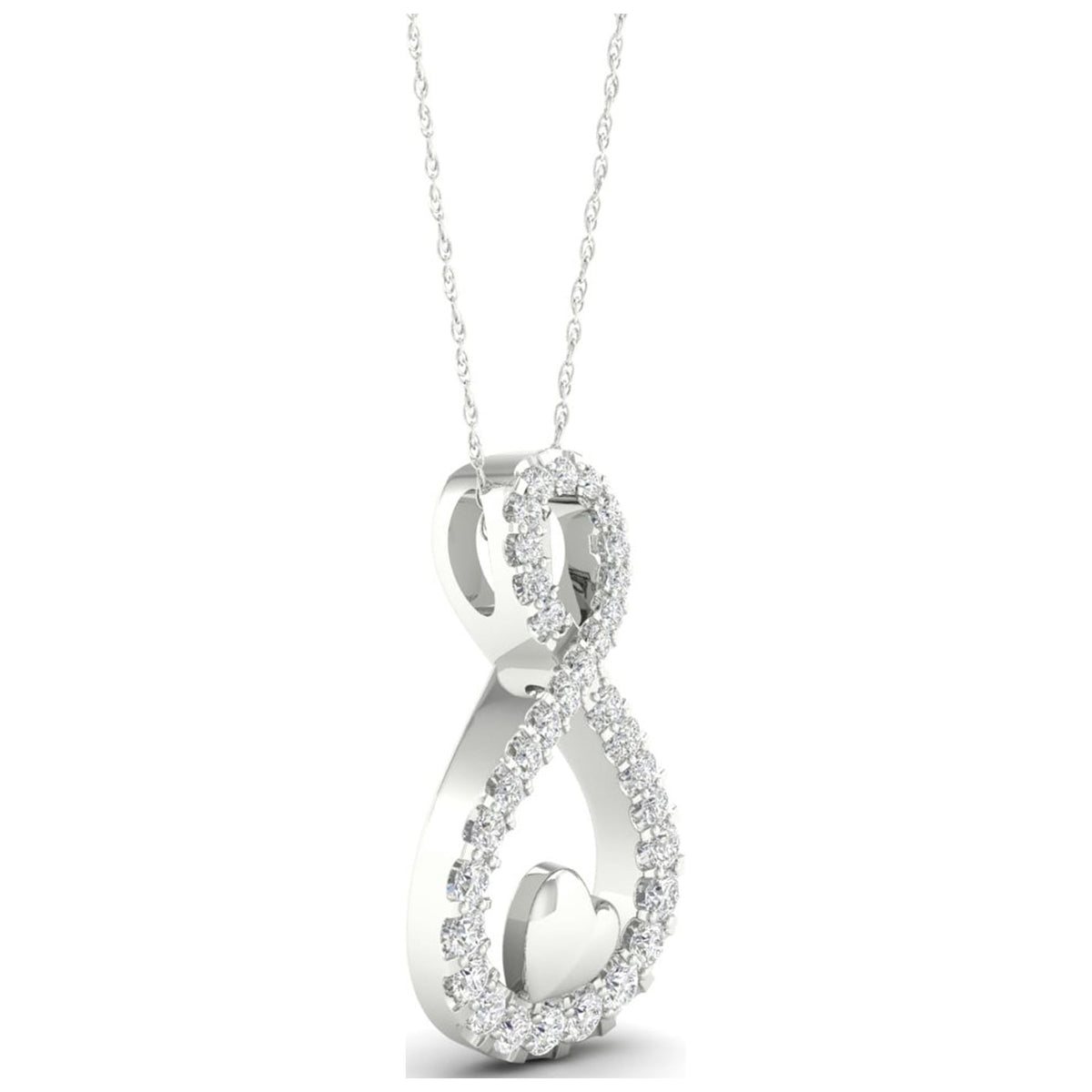 1/6Ct TDW Diamond 10K White Gold Infinity Heart Necklace G12786