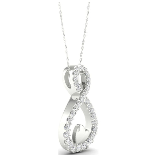 1/6Ct TDW Diamond 10K White Gold Infinity Heart Necklace G12786