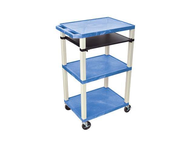 Blue 3 Shelf Cart with Black Pullout Shelf R62119