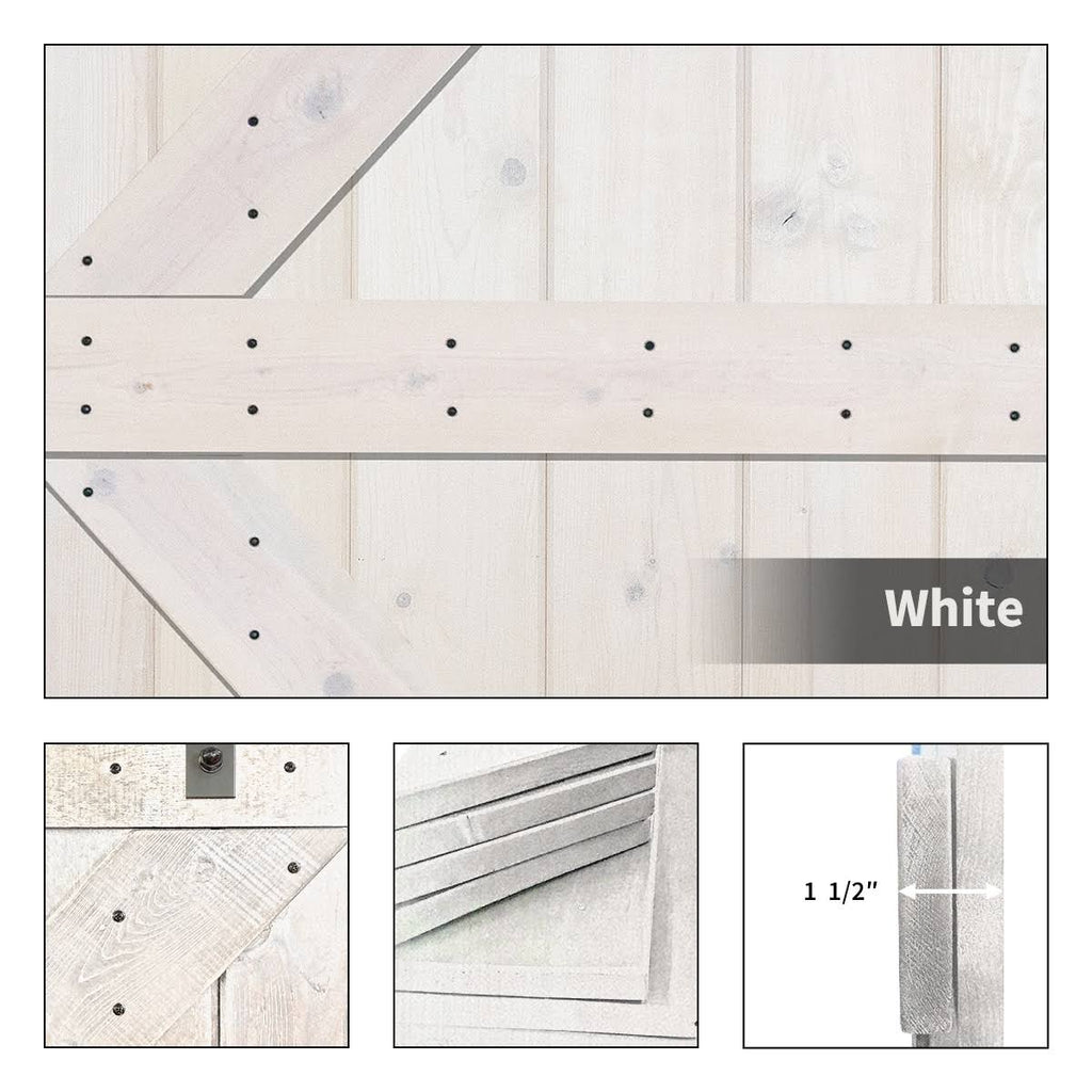 Paneled Wood Barn Door with Installation Hardware Kit Y920