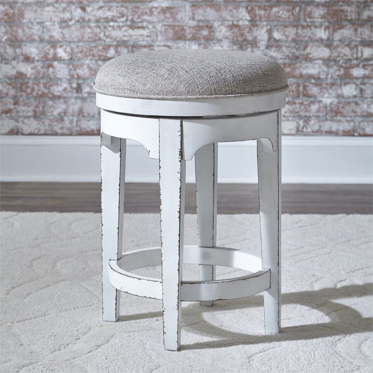 Antique White Console Swivel Stool Set N295