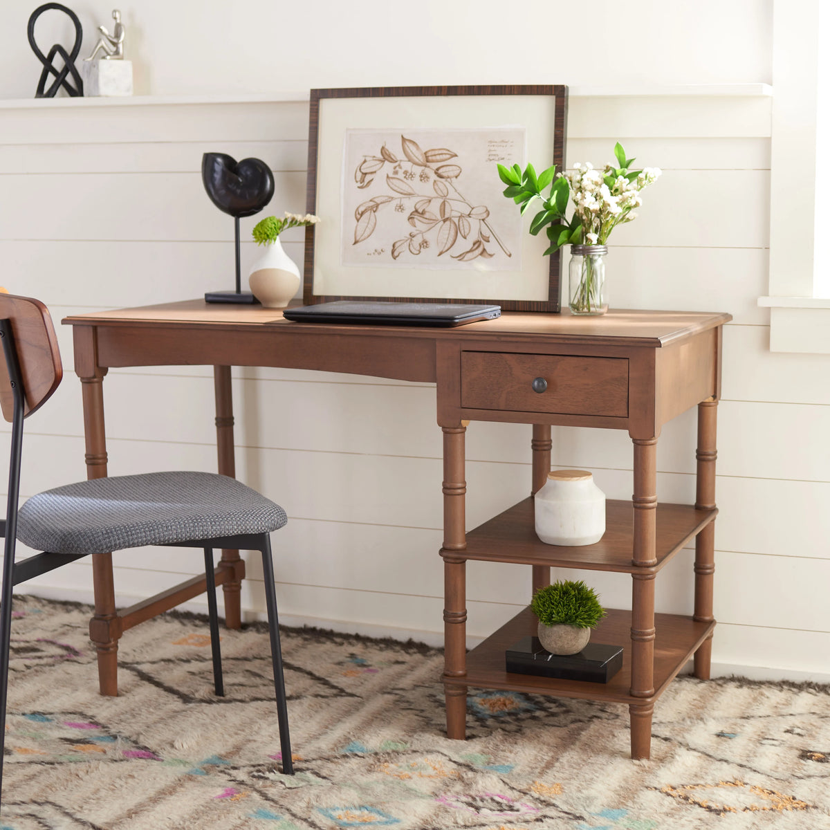 Brown Wood 1-Drawer Writing Desk D515