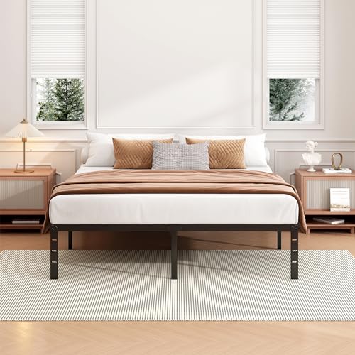 18 Inch Black Metal Platform Full Bed Frame E436972