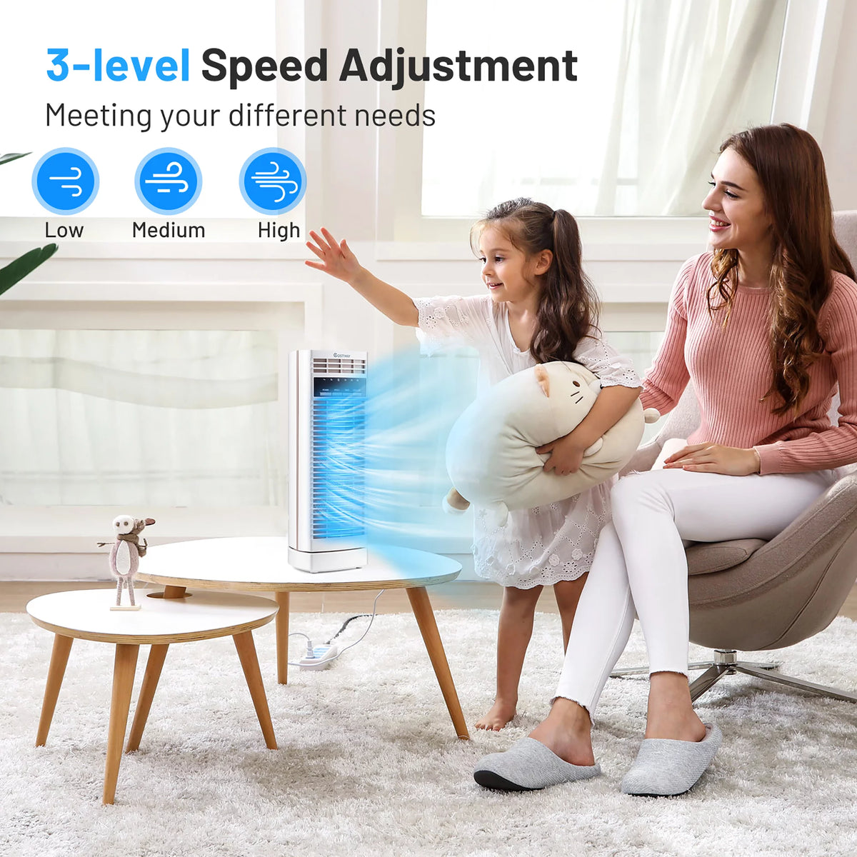 14'' Mini Oscillating Tower Fan White J88683