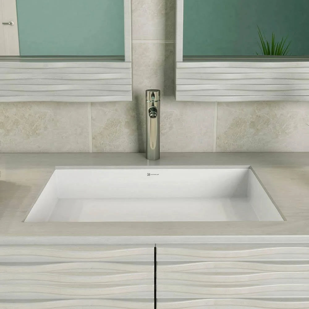 White Solid Surface Rectangular Undermount Lavatory P5351