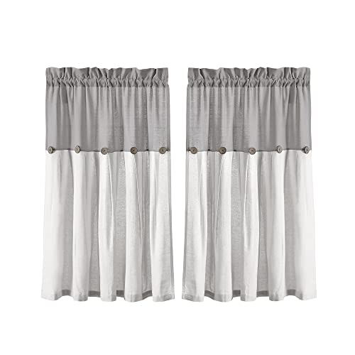 Dark Linen Tier Curtain Set, Pair, 29" W x 36" L Q987