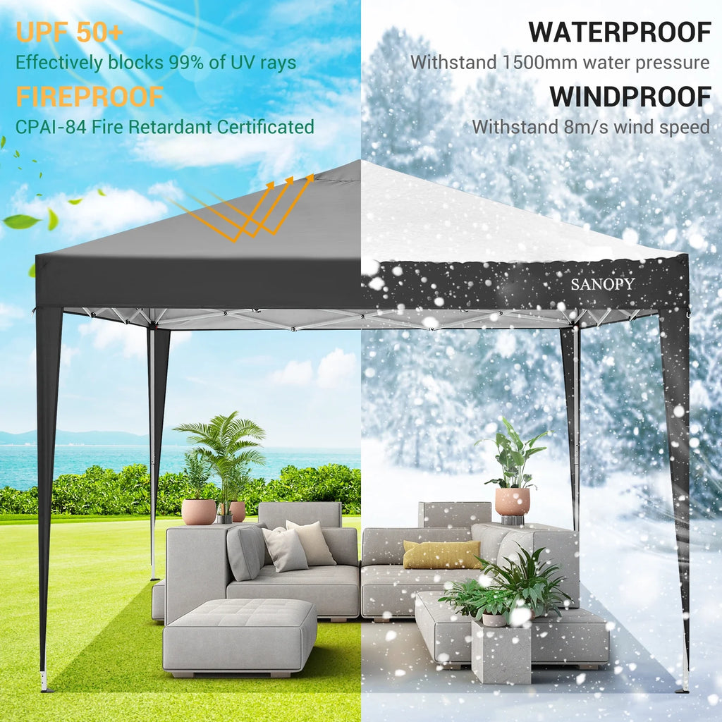 10'x10' Pop Up Canopy Tent with Carrying Bag, Black J6882