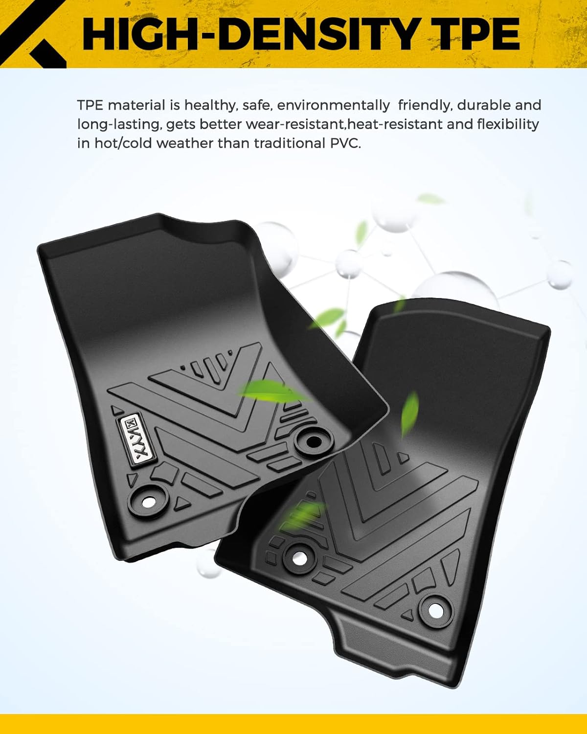 Black TPE Car Floor Mats 1st and 2nd Row V1245