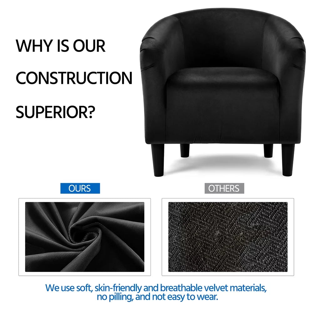 Black Velvet Barrel Accent Chair P5747
