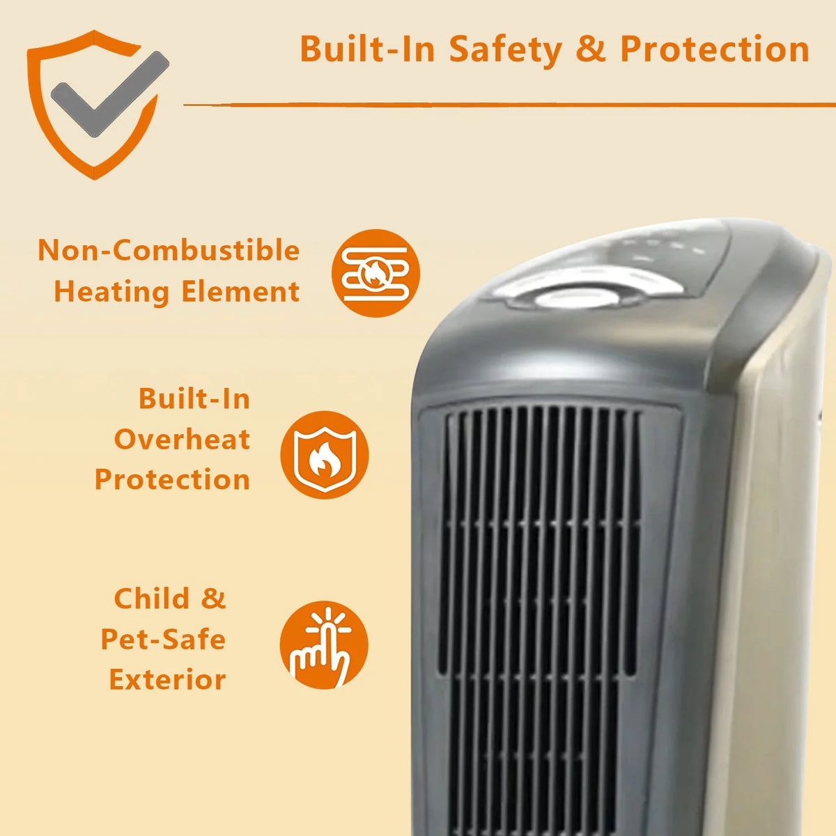 Oscillating Tower Space Heater with Adjustable Thermostat Timer & Remote Control, 22.5 Inches 1500W Grey/Black I6699