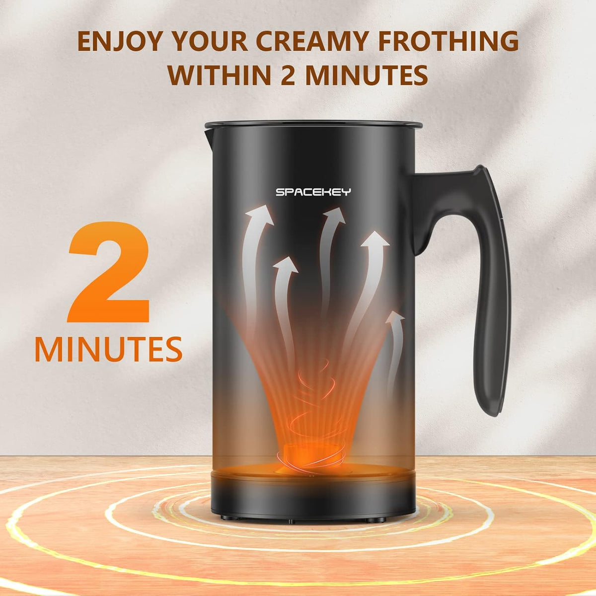 Black Pack of 2 Stainless Steel Electric Milk Frother and Steamer L384339