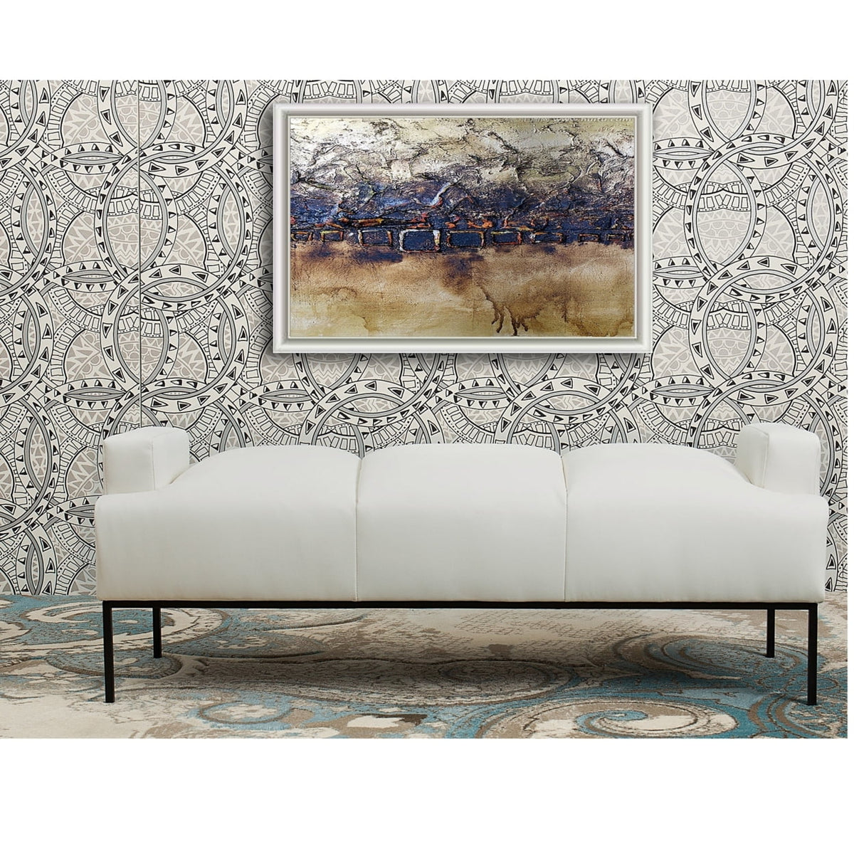 PU Leather Ottoman with Metal Frame J200