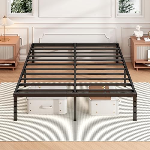 18 Inch Black Metal Platform Full Bed Frame E436972