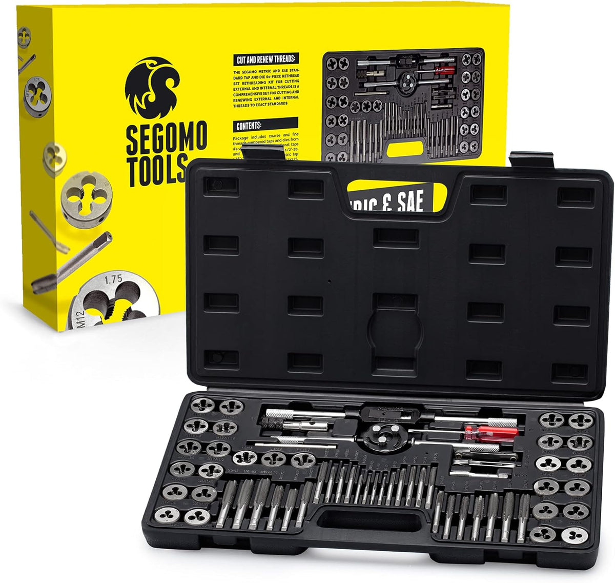 60 Piece Metric & SAE Tap & Die Tool Set with Storage Case V866