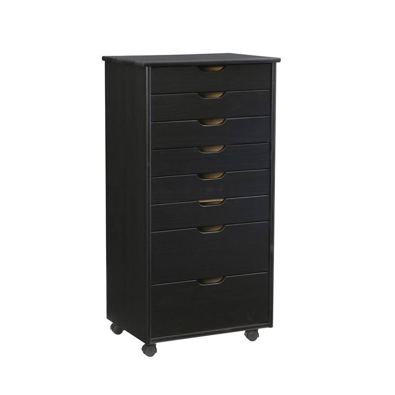 Black 8 Drawer Wood Rolling Storage Cart C77670
