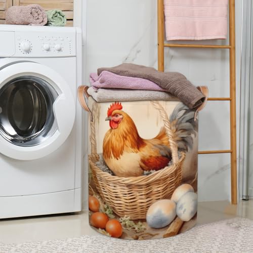 Large Laundry Hamper with Leather Handles 68 Litres Capacity B72977