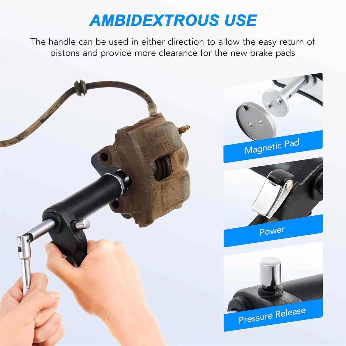 23pc Pneumatic Brake Caliper Compression Tool with 22 Disc Adapters and 2 Caliper Hangers O7837