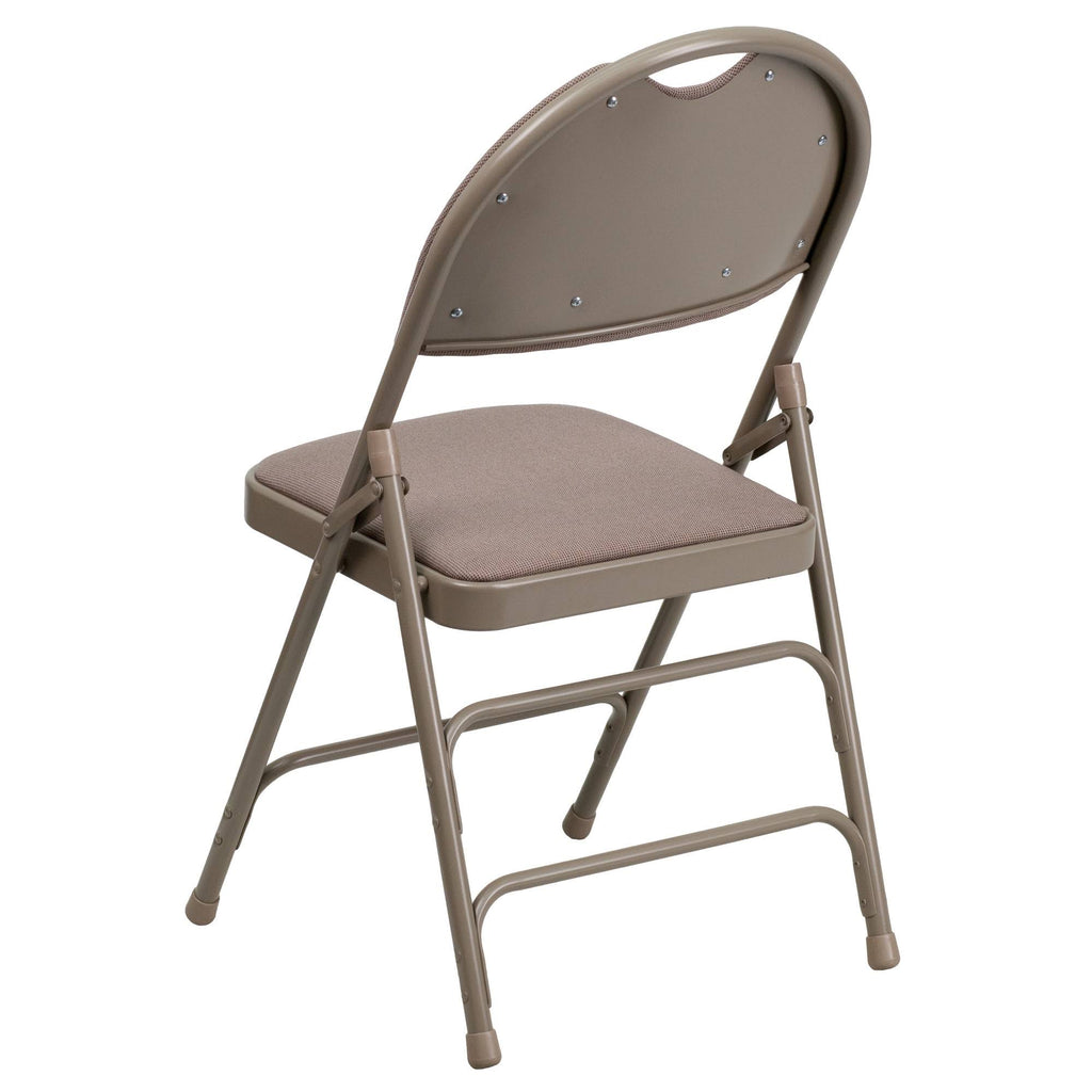 Beige Fabric Metal Folding Chair X556139