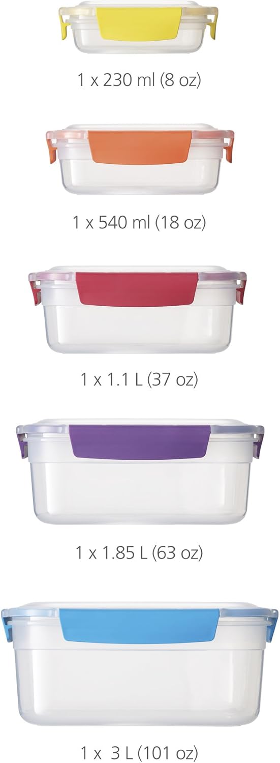 10-Piece and 12-Piece Plastic Food Storage Container Sets with Airtight Lids F720