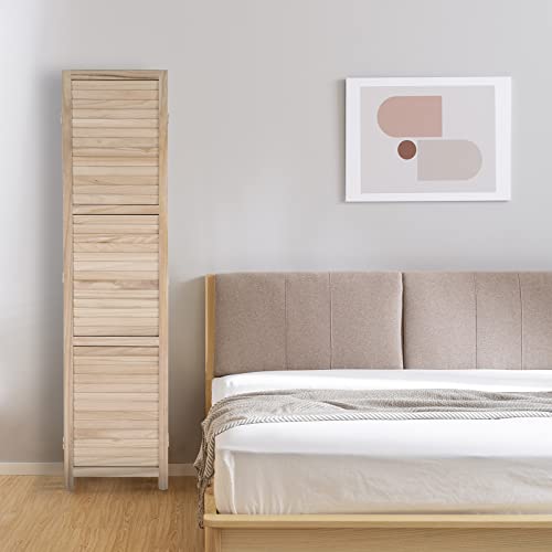 Wood Room Divider Privacy Screen, 5.9 Ft Tall Folding Partition, 6 Panel R883477