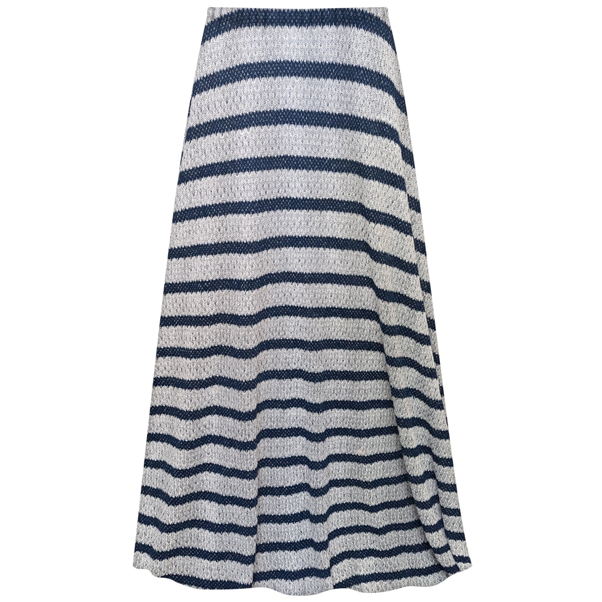 White and Navy A-line Maxi Skirt with Liner D7112