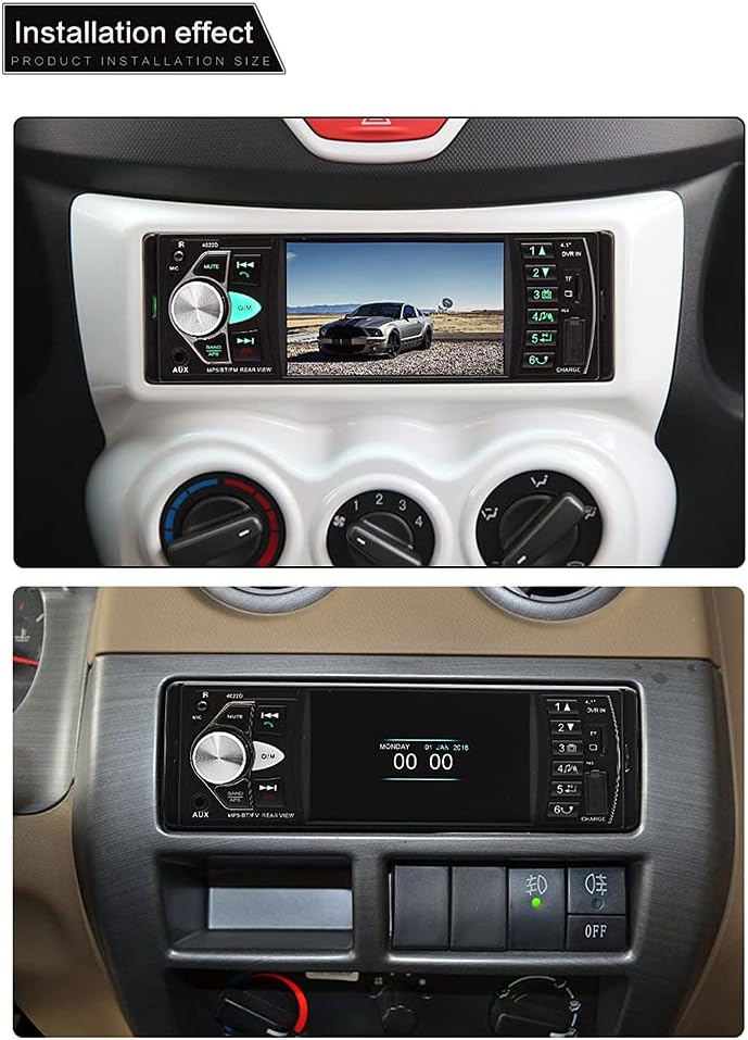 4.1 '' HD Screen Single Din Car Stereo with Bluetooth FM Radio Receiver D9653
