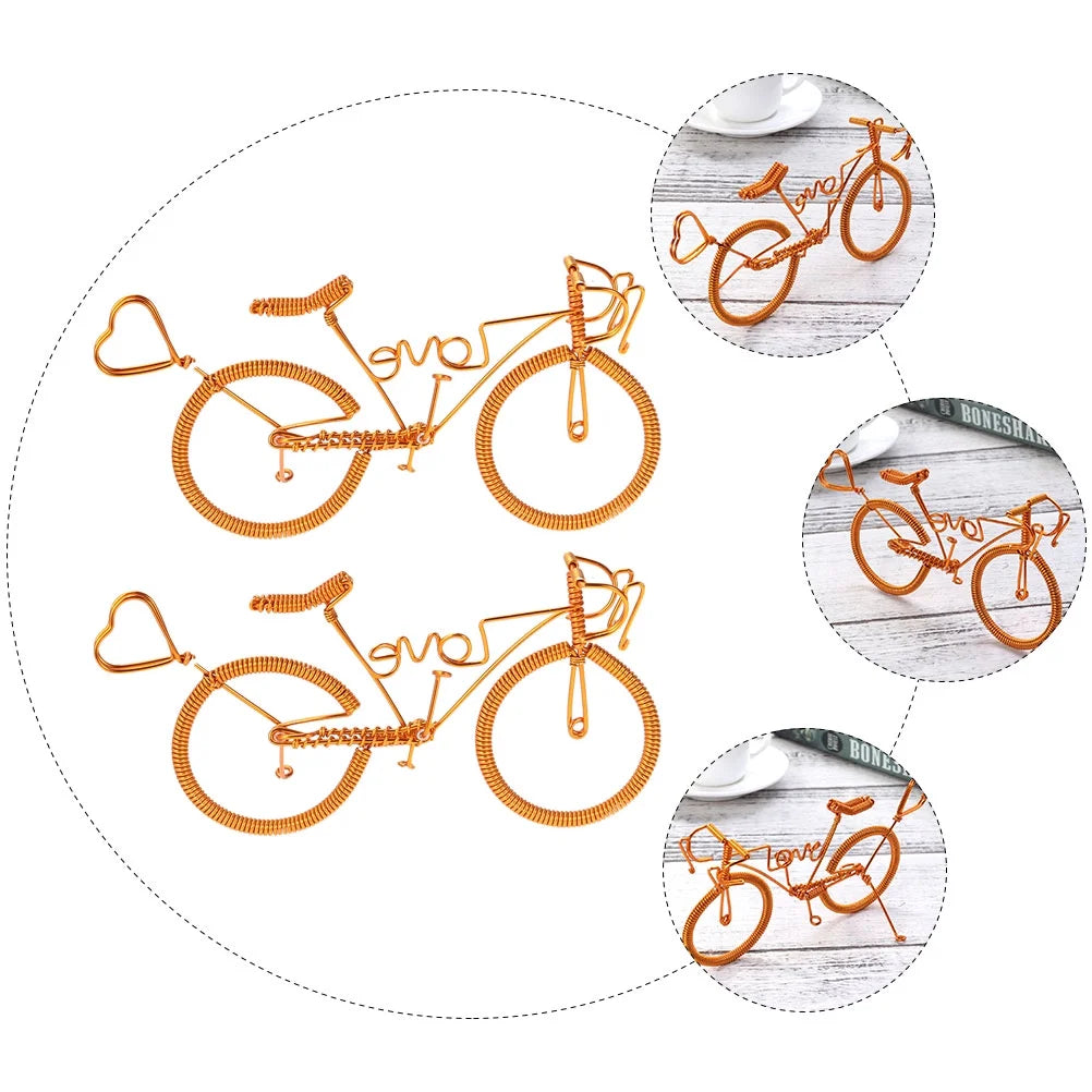 2pcs Metal Bike Figurine Miniatures Home Ornaments E819