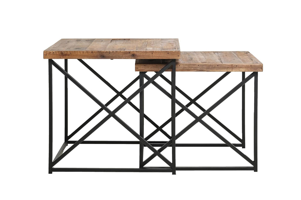 Reclaimed Nesting Tables Set of 2 Brown Wood L553819