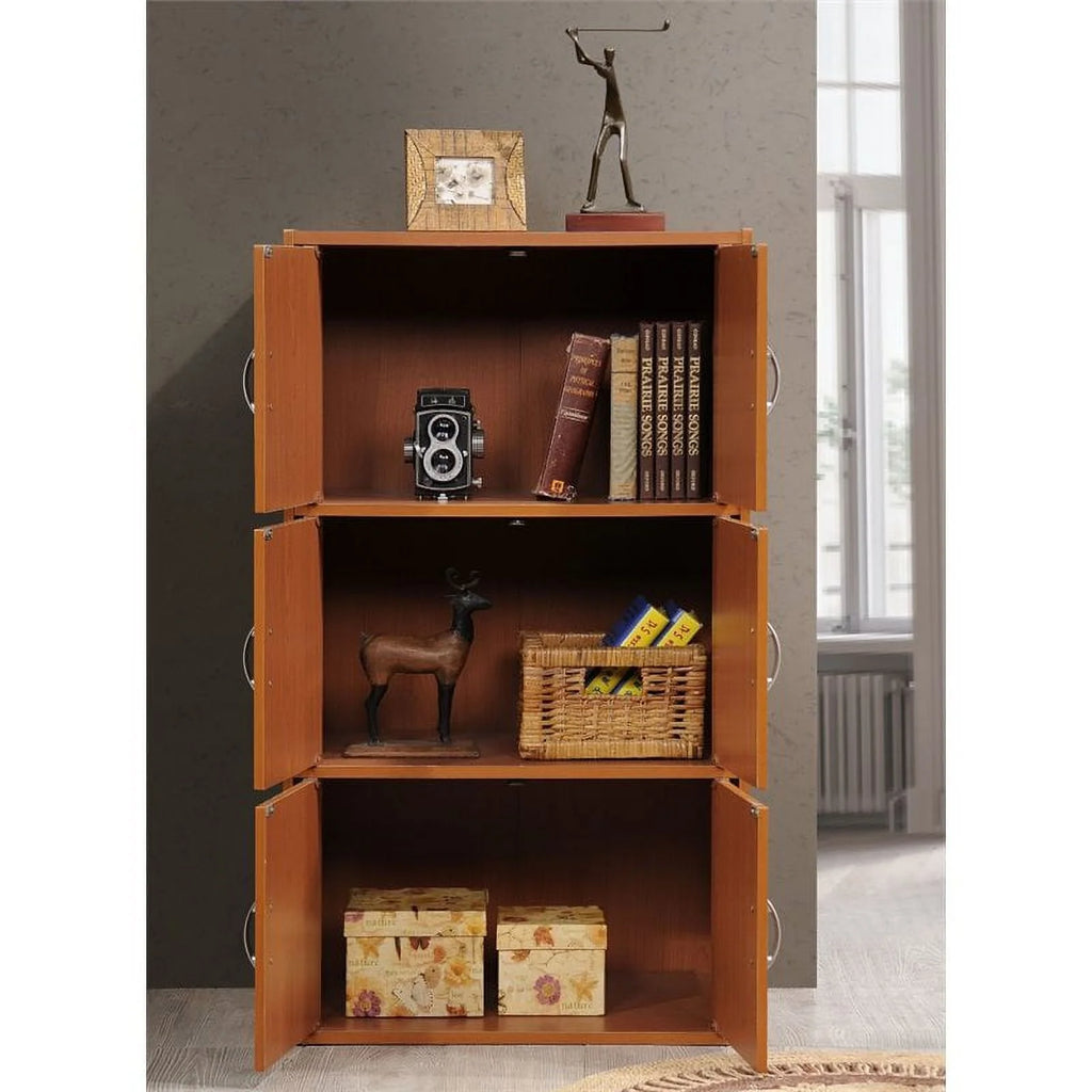 3 Shelf 6 Door Bookcase in Cherry S918