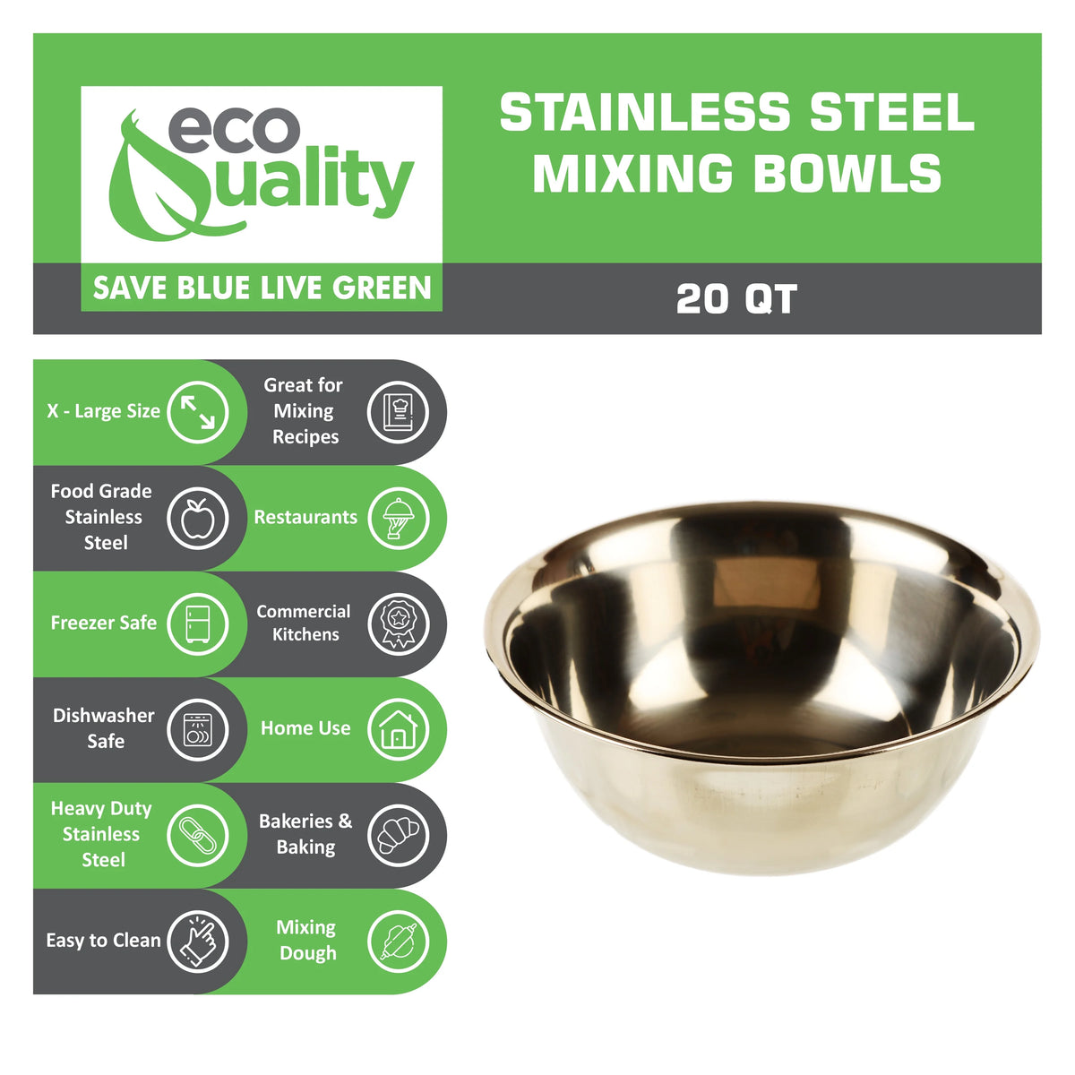 20 Quart Stainless Steel Mixing Bowl H494