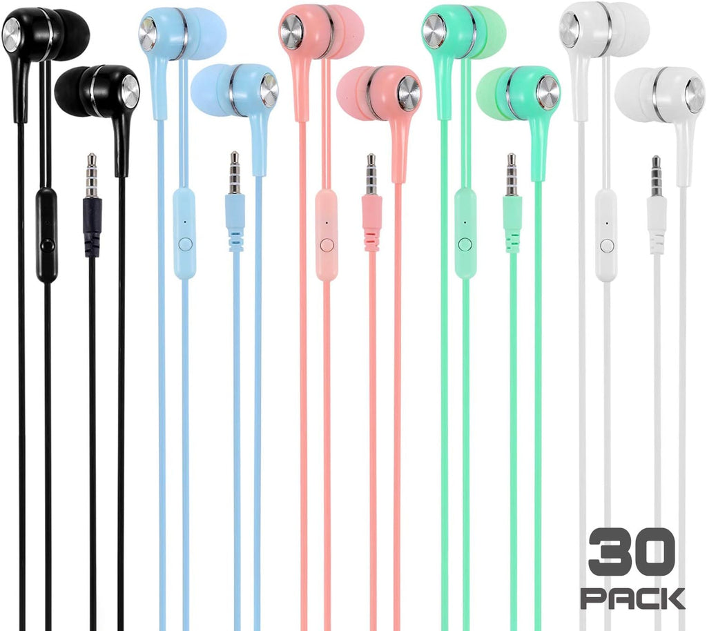 100 Packs Multi Colored Earbuds Headphones with Microphone O895783