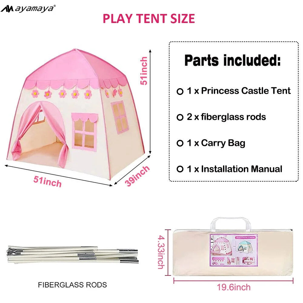 Pink Kids Princess Castle Play Tent H99258