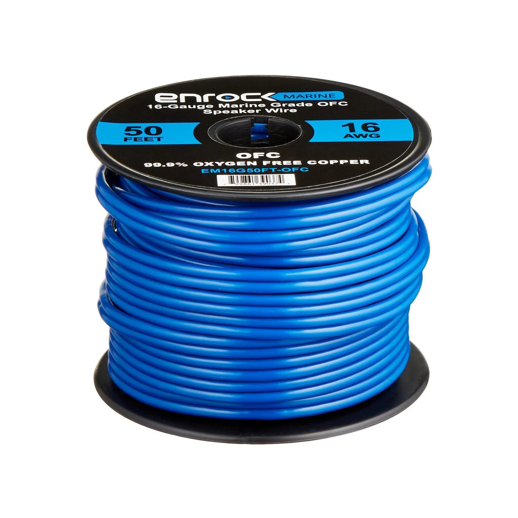 2 x 6.5" 2-Way 200W Marine Loudspeakers with Blue LED Light (Black), 50Ft 16-Gauge Tinned Speaker Wire X3133