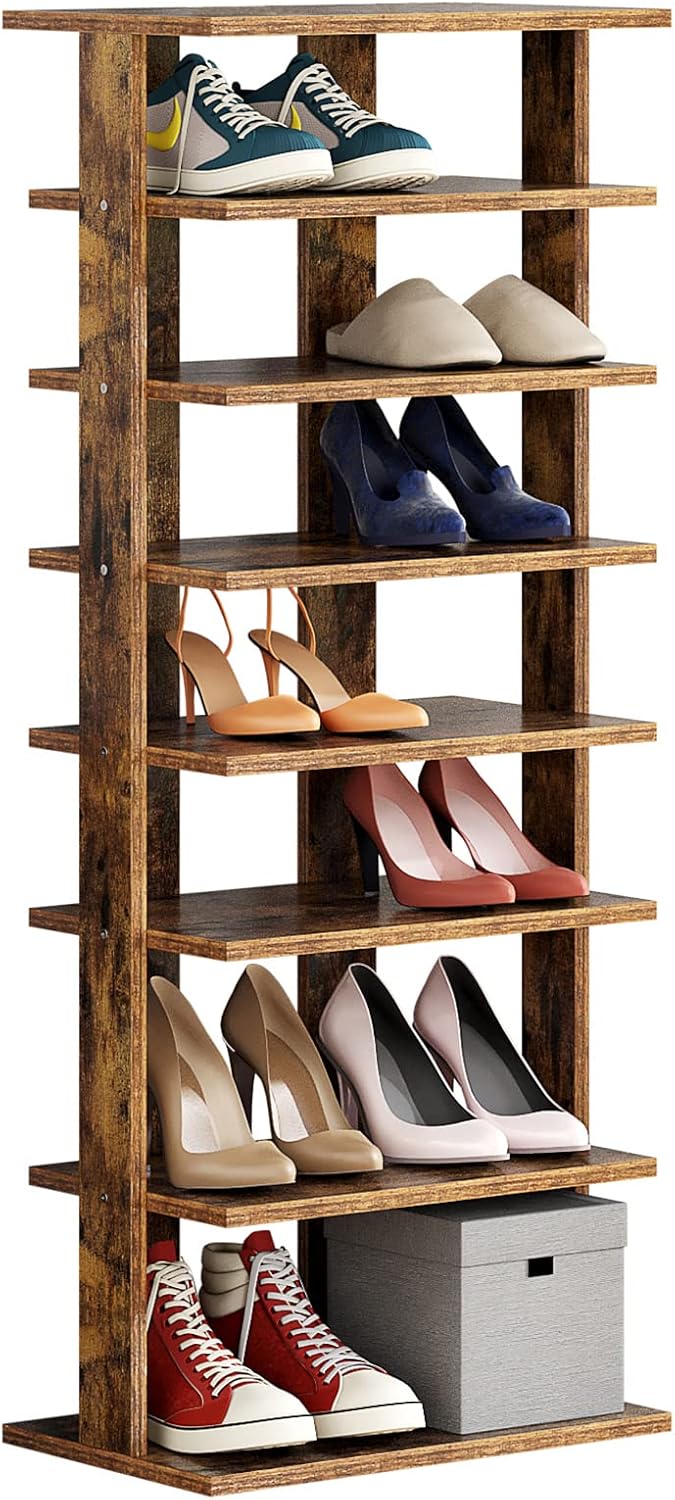 7-Tier Rustic Brown Wooden Shoe Rack G7019