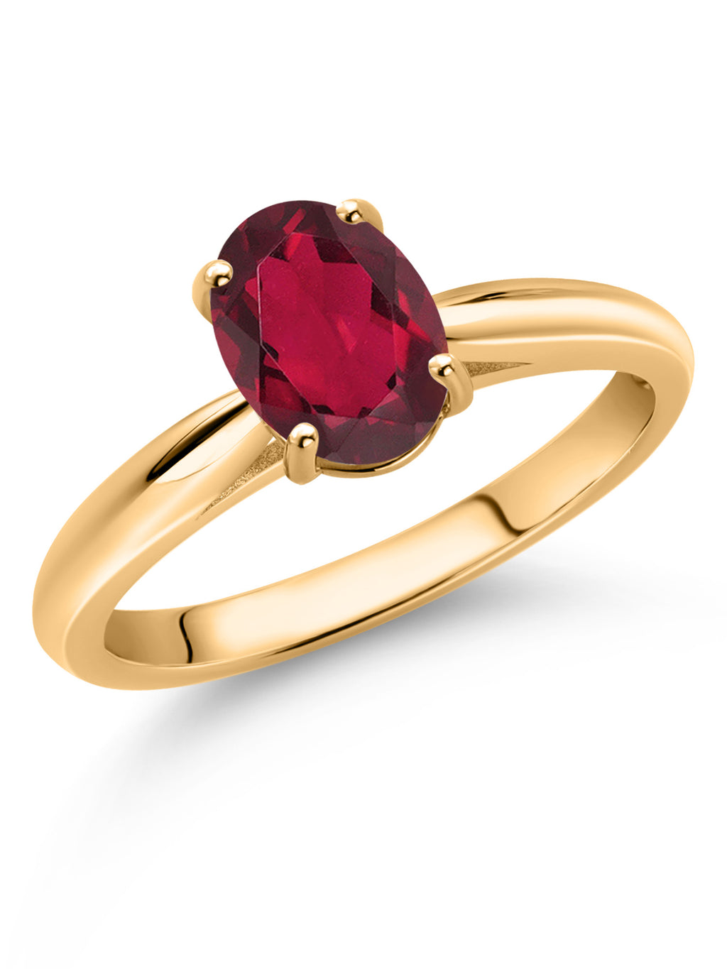 10K Yellow Gold Ruby Red Mystic Topaz Solitaire Engagement Ring (1.30 Cttw, Oval 8X6MM) Q78954