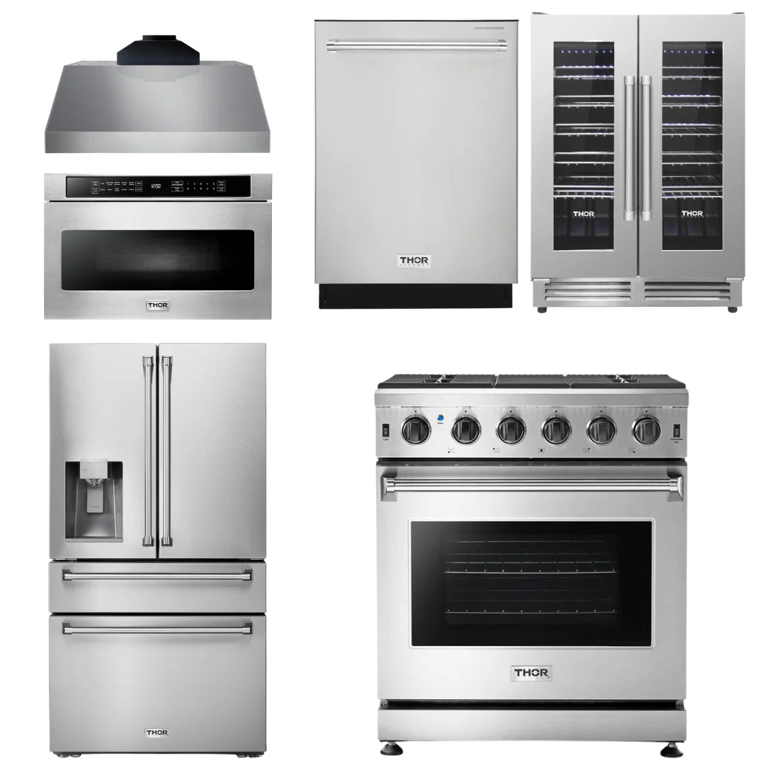 30 Gas Range, Range Hood, Microwave, Refrigerator, Dishwasher, Wine Cooler Q806741