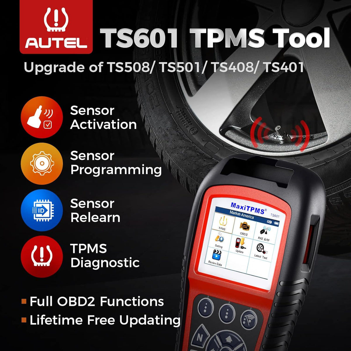 TPMS Relearn Tool with Tire Pressure Sensor Reset T283954